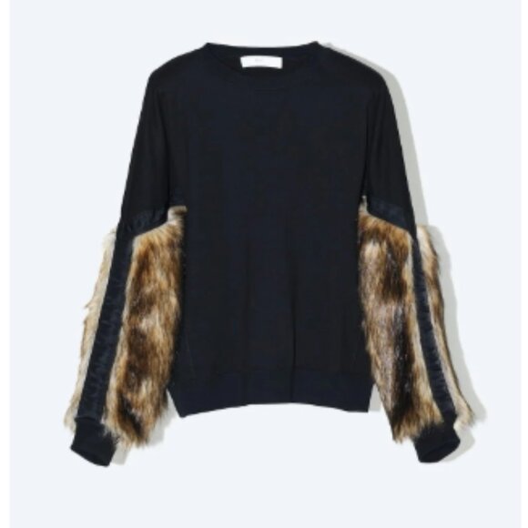 Toga Pulla Black Cotton & Brown Faux Fur Sweater - Picture 4 of 4
